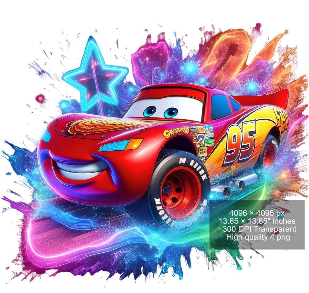 4 PNG Lightning Mcqueen Cars Splash and Watercolor Digital Design PNG