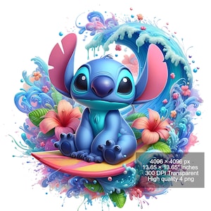 4 PNG Stitch Splash and Watercolor Digital design PNG file for sublimation - High Resolution -Instant Digital PNG Download