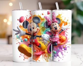 Mickey Mouse Tumbler Wrap: 20 oz Watercolor Splash PNG (Digital Download)