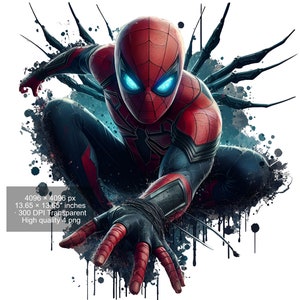 4 PNG Spiderman Splash and Watercolor Digital design PNG file for sublimation - High Resolution -Instant Digital PNG Download