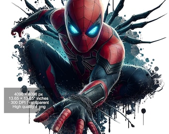 Spiderman Aquarell Platschen PNG: Hochauflösende Clipart (Digitaler Download)