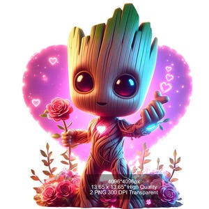 Zestaw 2 akwareli splash Baby Groot png Obrazy cyfrowe do druku, koszulki, Groot Print Wysoka rozdzielczość-natychmiastowe pobieranie cyfrowe