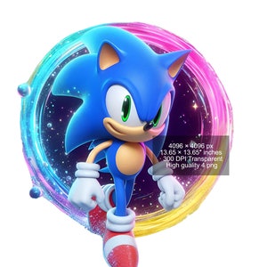 4 PNG Sonic the Hedgehog Splash and Watercolor Digital design PNG file for sublimation - High Resolution -Instant Digital PNG Download