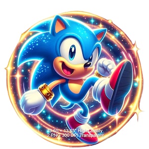 2 PNG Sonic the Hedgehog Splash and Watercolor Digital design PNG file for sublimation - High Resolution -Instant Digital PNG Download