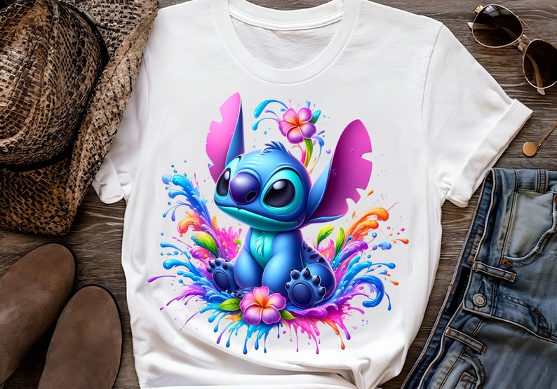 4 PNG Stitch Splash and Watercolor Digital design PNG file for sublimation High Resolution Instant Digital PNG Download zdjęcie 5