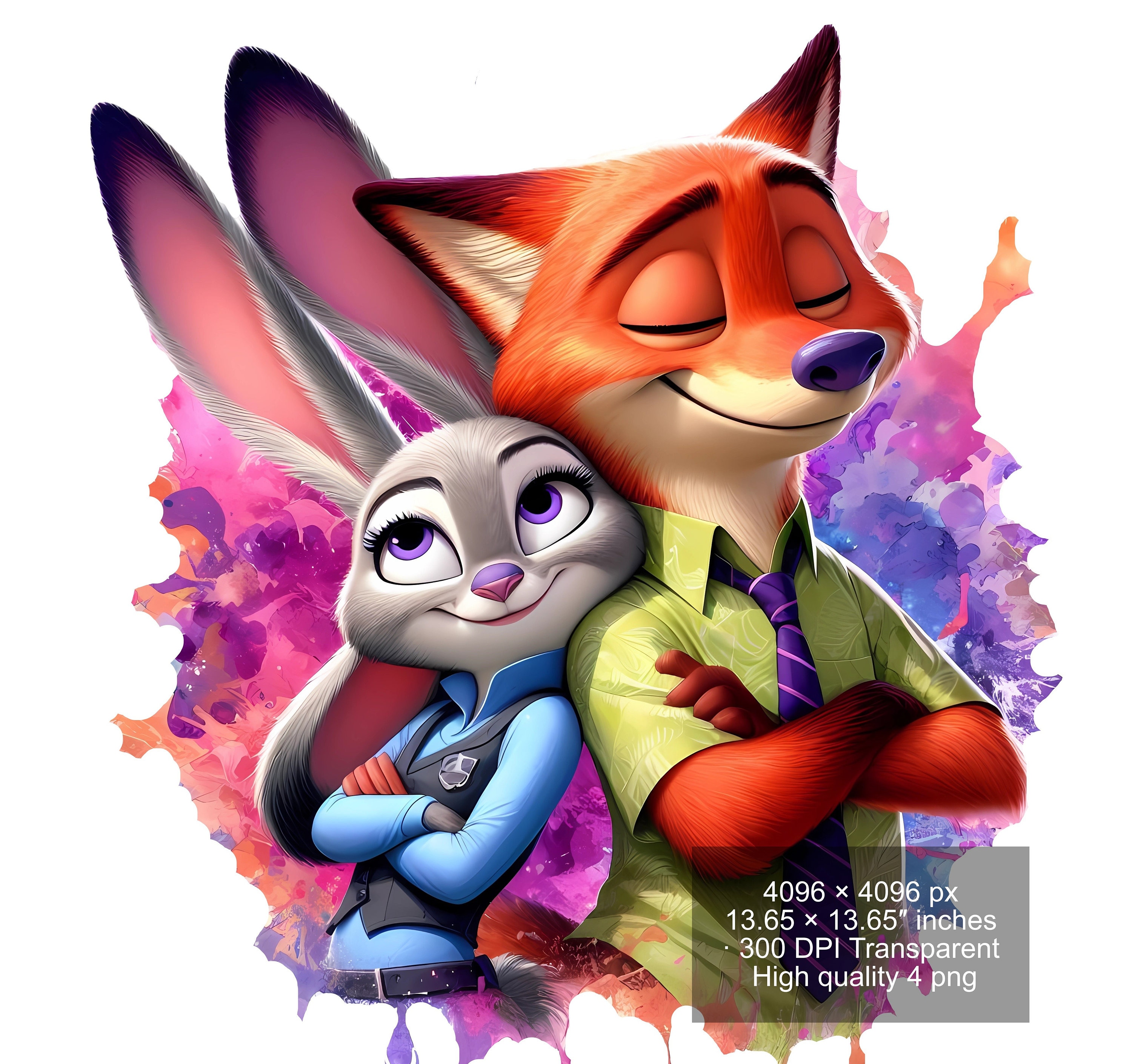 Zootopia Nick & Judy Watercolor Splash PNG (digital Download) - Etsy ...