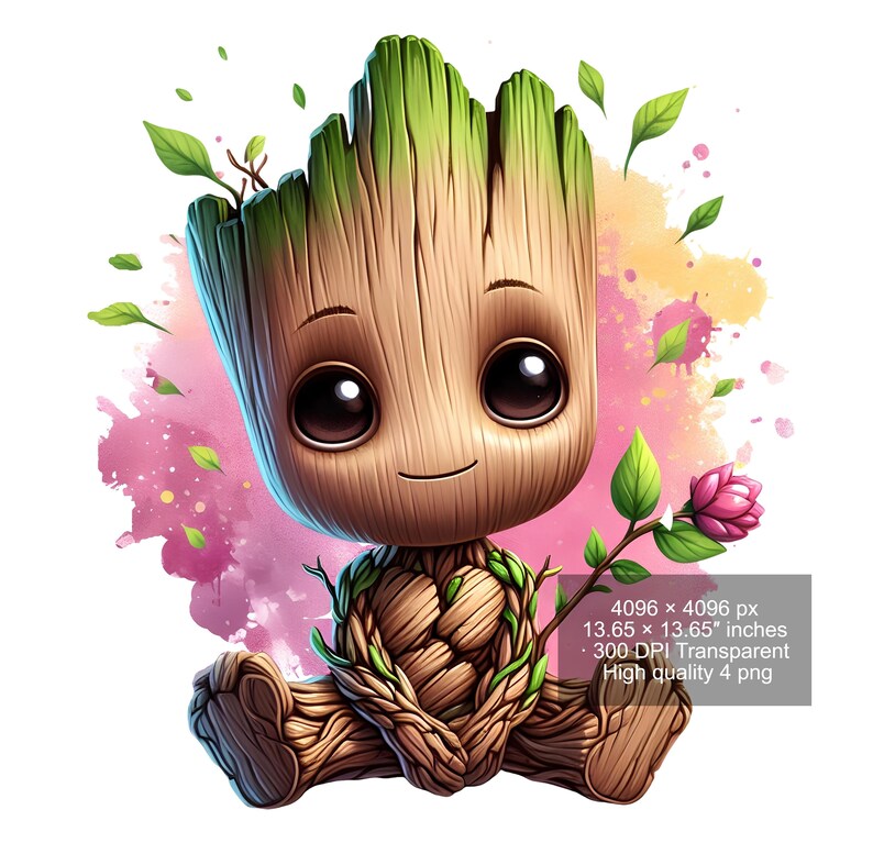 Watercolor Baby Groot PNG Set: High-resolution Digital Art (digital ...