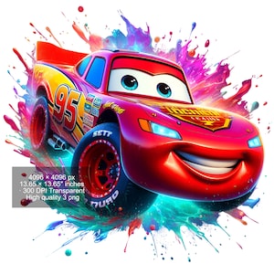 Lightning McQueen aquarel splash png: hoge resolutie clipart (digitale download)