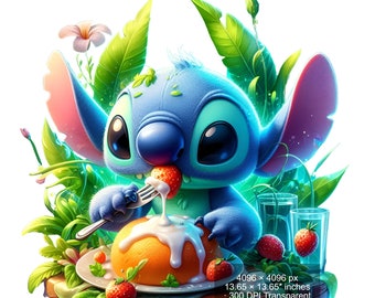 Salpicadura de acuarela de Stitch PNG: Diseño digital de alta resolución (descarga digital)