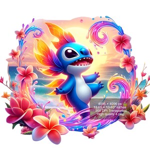 3 PNG Stitch Splash and Watercolor Digital design PNG file for sublimation - High Resolution -Instant Digital PNG Download