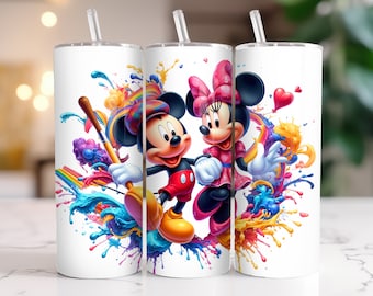 Mickey Mouse Tumbler Wrap: Watercolor Splash Design (Digital PNG Download)