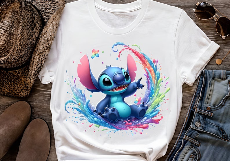 4 PNG Stitch Splash and Watercolor Digital design PNG file for sublimation High Resolution Instant Digital PNG Download zdjęcie 8