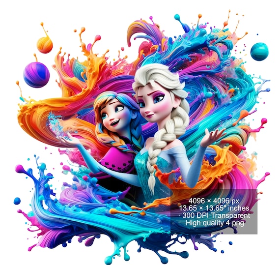 ワンピなど最旬ア！ PNG 4 Elsa Digital Watercolor and Splash Frozen Anna and ビカクシダ
