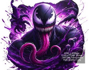 Venom Watercolor Splash PNG: Digital Clipart (Digital Download)