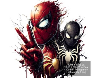 Spiderman Watercolor Splash PNG: High-Resolution Clipart (Digital Download)
