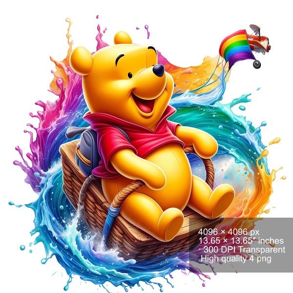 4 PNG Honey Bear Watercolor Digital design PNG file for sublimation - High Resolution -Instant Digital PNG Download