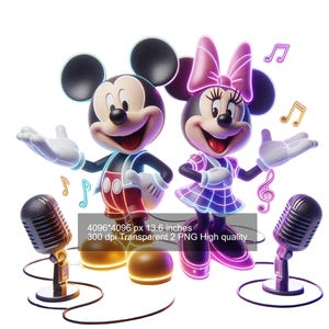 2 PNG Mickey Mouse and Minnie Splash and Watercolor Digital design PNG file for sublimation - High Resolution -Instant Digital PNG Download