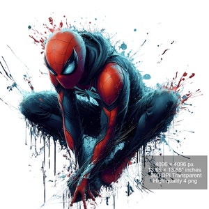 4 PNG Spiderman Splash and Watercolor Digital design PNG file for sublimation High Resolution Instant Digital PNG Download image 2