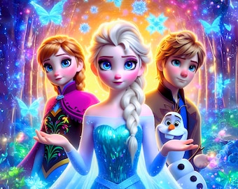 エルサとアナの「アナと雪の女王」5Pngタンブラーラップ：水彩スプラッシュデザイン（デジタルPNGダウンロード）