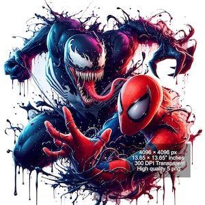 5 PNG Venom & Spiderman Splash and Watercolor Digital design PNG file for sublimation - High Resolution -Instant Digital PNG Download