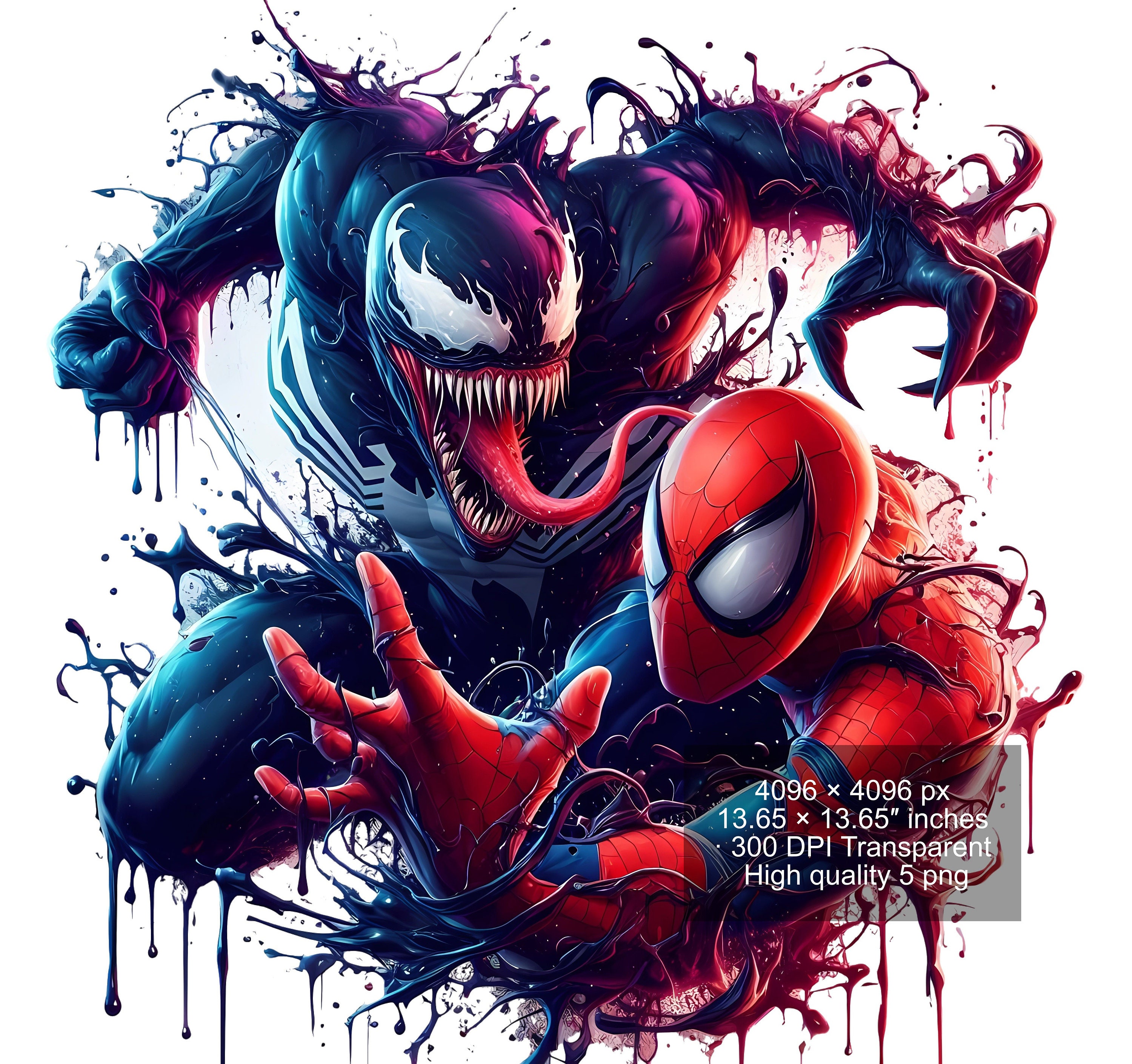 Venom & Spiderman Splash y Acuarela Diseño digital Archivo PNG para