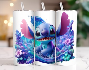 Envoltorio para vaso Stitch: Salpicadura de acuarela PNG de 20 oz (Descarga digital)