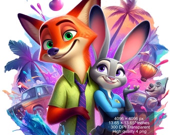 Zootopia Clipart Collection: Judy Hopps & Nick Wilde (digital Download ...