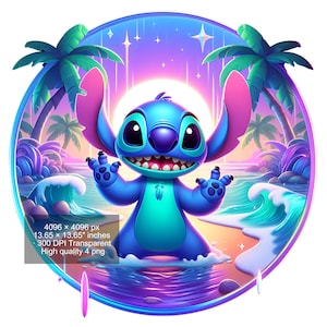 4 PNG Stitch Splash and Watercolor Digital design PNG file for sublimation - High Resolution -Instant Digital PNG Download