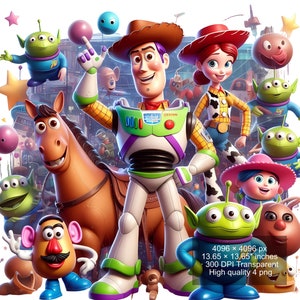 4 Toy Story Splash und Aquarell Digitales Design PNG-Datei für Sublimation - hohe Auflösung - Digitaler PNG Download