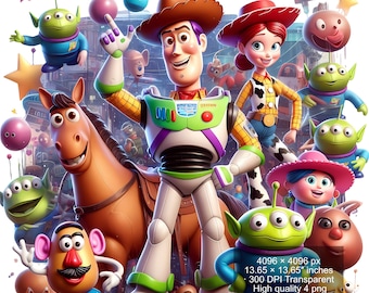 Toy Story Akvarellstänk PNG: Woody & Buzz (Digital Nedladdning)
