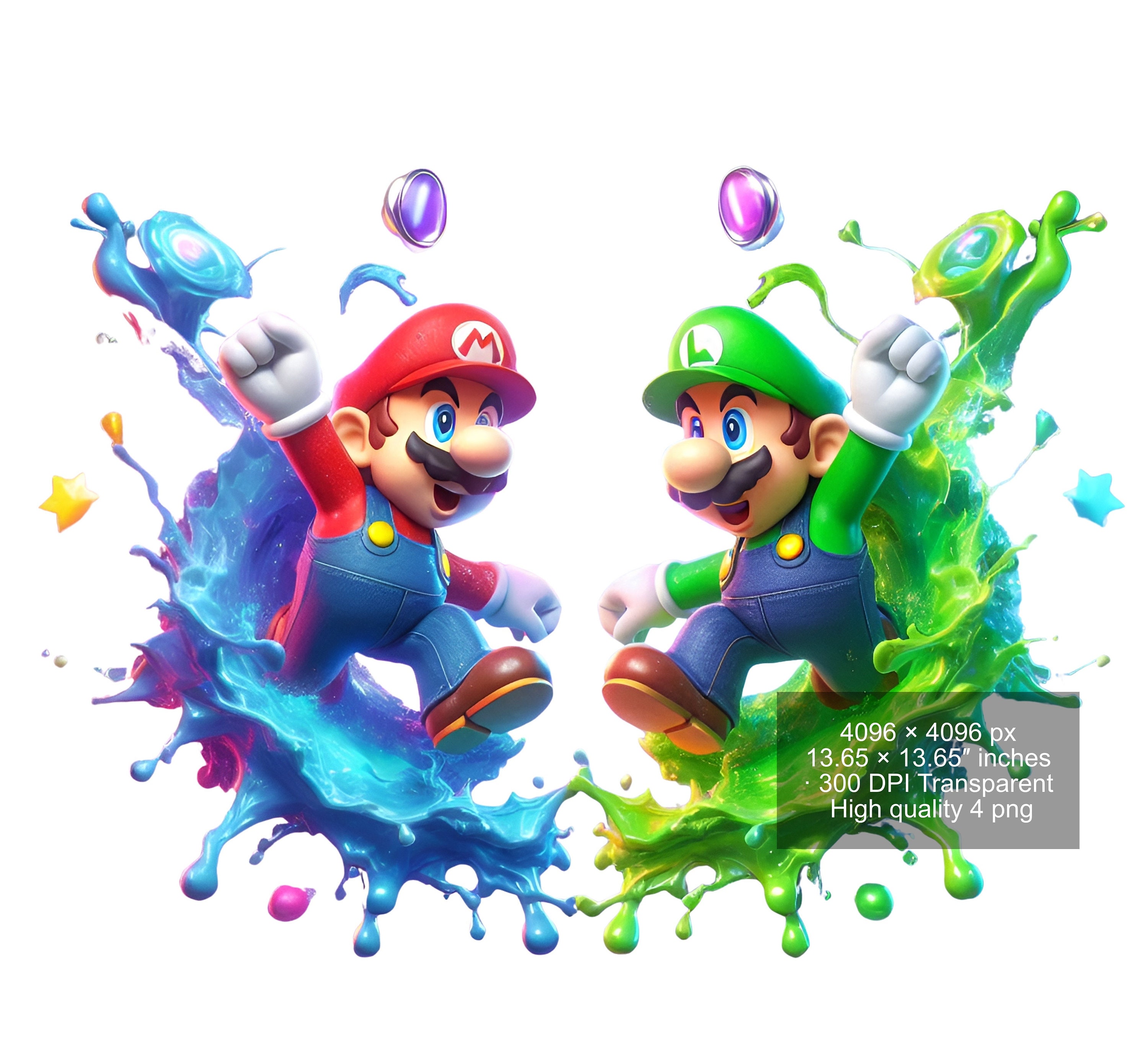 Super Mario Watercolor Splash PNG: Clipart Digital Download - Etsy
