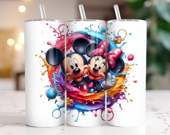 Mickey Mouse Tumbler Wrap: 20 oz Watercolor Splash Design (Digital PNG Download)