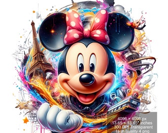 Mickey Mouse Watercolor Splash PNG: High-Resolution Digital Art (Digital Download)
