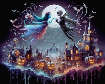 5 PNG Jack and Sally Wrap Vaso Delgado de 20 oz con Diseño de Salpicaduras (Descarga Digital PNG)