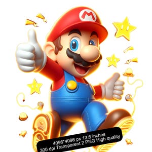 2 PNG Super Mario Splash and Watercolor Digital design PNG file sublimation - High Resolution -Instant Digital PNG Download