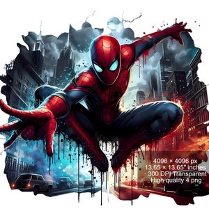 4 PNG Spiderman Splash and Watercolor Digital design PNG file for sublimation High Resolution Instant Digital PNG Download image 4