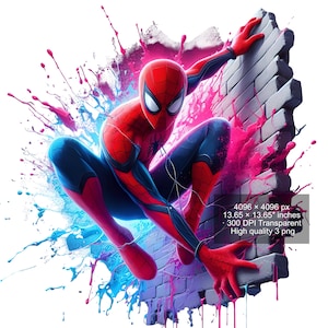 3 PNG Spiderman Splash and Watercolor Digital design PNG file for sublimation - High Resolution -Instant Digital PNG Download