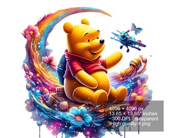 4 PNG Honey Bear Watercolor Digital design PNG file for sublimation - High Resolution -Instant Digital PNG Download