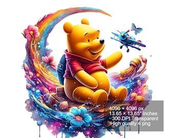 Aquarel honingbeer PNG: clipart met hoge resolutie (digitale download)