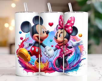 Mickey Mouse Tumbler Wrap: 20 oz Watercolor Splash Design (Digital PNG Download)