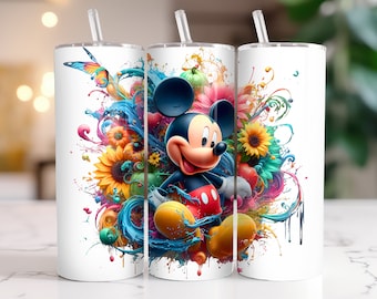 Mickey Mouse Tumbler Wrap PNG: 20 oz Watercolor Splash (Digital Download)