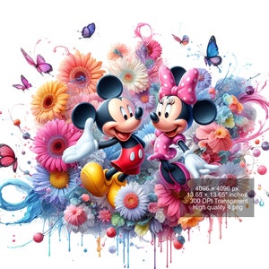 4 PNG Mickey Mouse Splash and Watercolor Digital Design PNG file sublimation - High Resolution -Instant Digital PNG Download