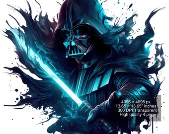 4 PNG Star Wars Darth Vader Splash and Watercolor Digital design PNG file for sublimation - High Resolution -Instant Digital PNG Download