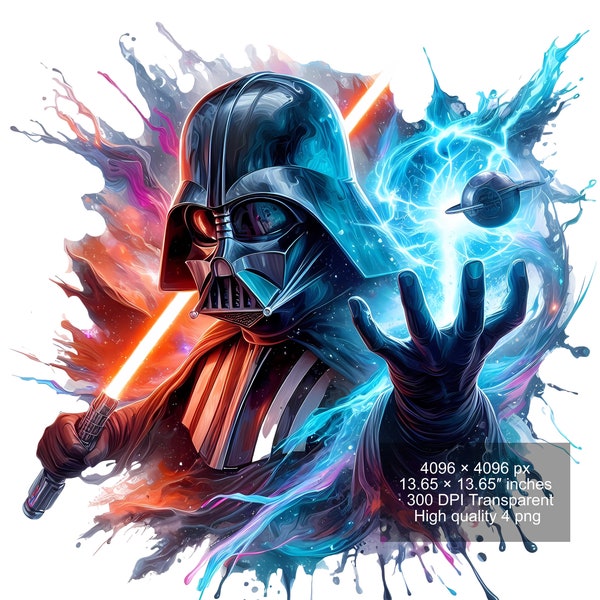 4 PNG Star Wars Darth Vader Splash and Watercolor Digital design PNG file for sublimation - High Resolution - Digital PNG Download