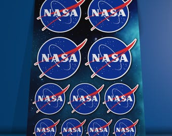 NASA sticker sheet with 11 stickers Space Universe Moon Mars Solar System Space Shuttle Stickers