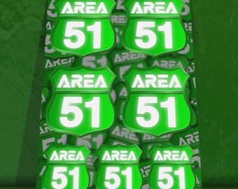 Area 51 Stickerbogen mit 7 Sticker UFO Sticker Alien Custom Sticker