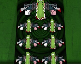Pickle Rick sticker sheet with 7 stickers, Pickle Rick stickers, Rick and Morty stickers, PopCulture stickers