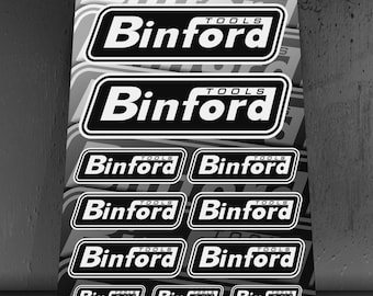 Binford Tools sticker sheet with 11 stickers Tool Time Sticker Tool Sticker Black / White Sticker
