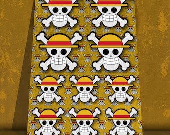 One Piece logo sticker sheet with 10 stickers, straw hat pirate anime custom stickers, cult classic