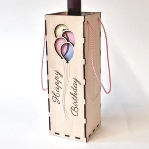 Borsa regalo con scomparto per buono, confezione regalo, scatola di legno per vino, borsa per il trasporto di compleanni, souvenir tagliato al laser, borsa, scatola svg.